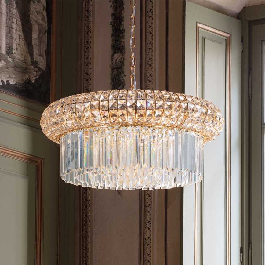 Ideal Lux - Кришталева люстра на ланцюгу NABUCCO 12xE14/40W/230V діаметр 60 см золотий