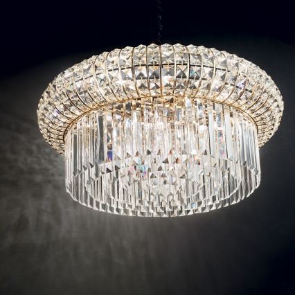 Ideal Lux - Кришталева люстра на ланцюгу NABUCCO 12xE14/40W/230V діаметр 60 см золотий
