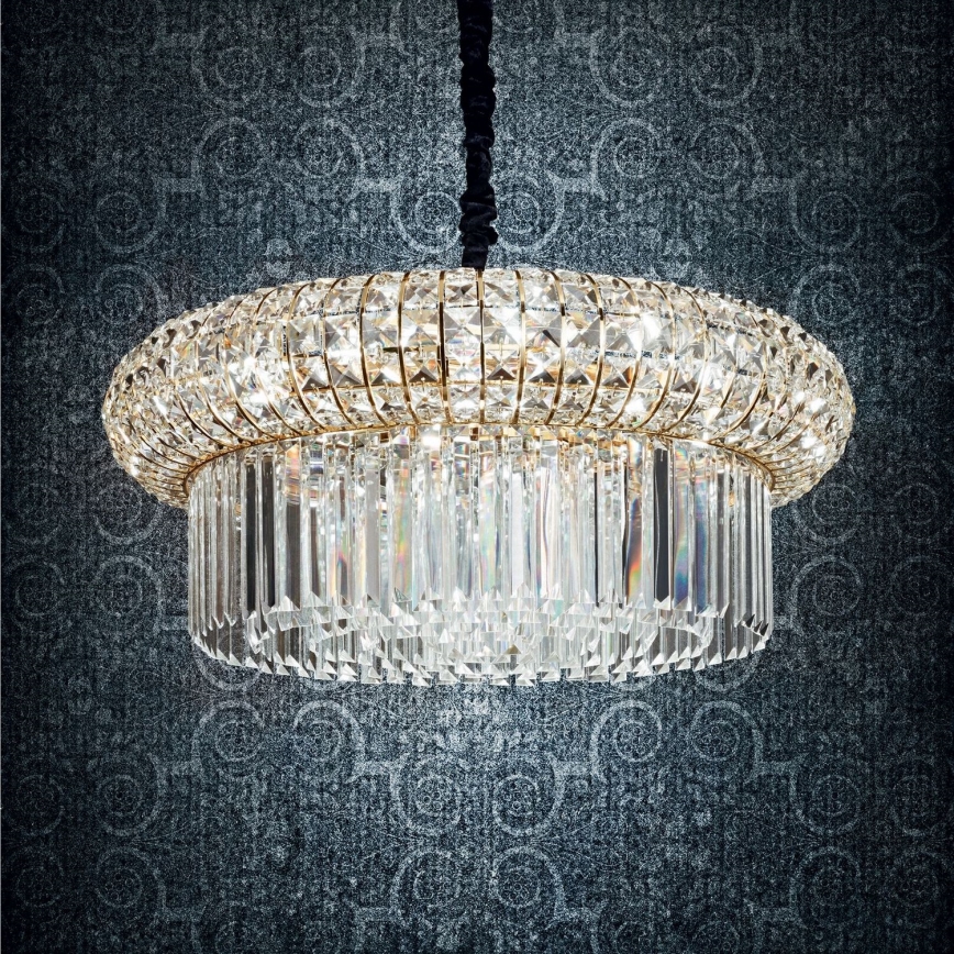 Ideal Lux - Кришталева люстра на ланцюгу NABUCCO 12xE14/40W/230V діаметр 60 см золотий