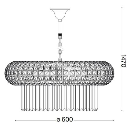 Ideal Lux - Кришталева люстра на ланцюгу NABUCCO 12xE14/40W/230V діаметр 60 см золотий
