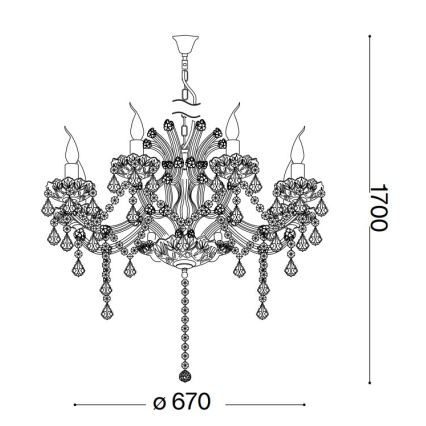 Ideal Lux - Кришталева люстра на ланцюгу NAPOLEON 8xE14/40W/230V діаметр 67 см хром