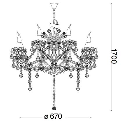 Ideal Lux - Кришталева люстра на ланцюгу NAPOLEON 8xE14/40W/230V діаметр 67 см золотий