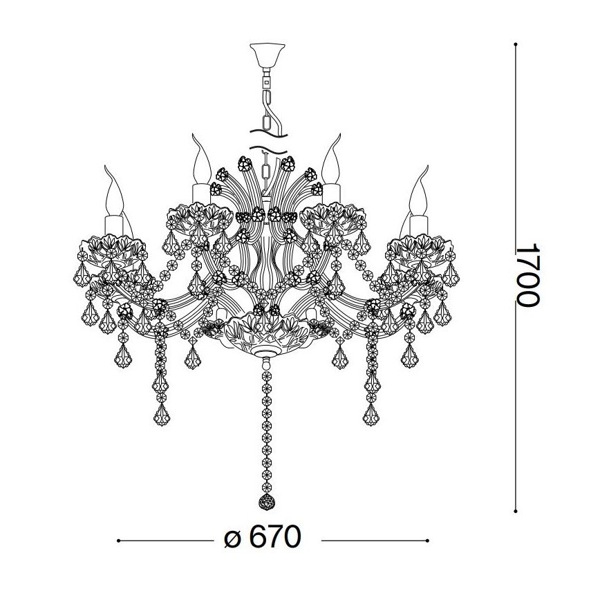 Ideal Lux - Кришталева люстра на ланцюгу NAPOLEON 8xE14/40W/230V діаметр 67 см золотий