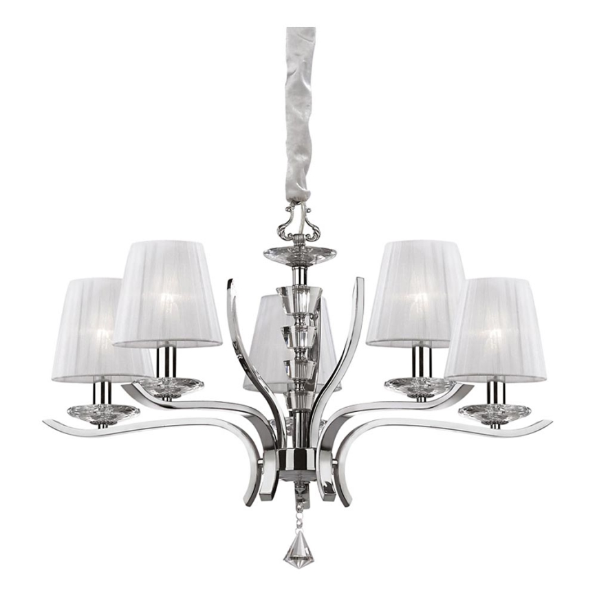 Ideal Lux - Кришталева люстра на ланцюгу PEGASO 5xE14/28W/230V діаметр 72 см глянцевий хром