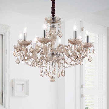Ideal Lux - Кришталева люстра на ланцюгу ROSE 8xE14/40W/230V діаметр 78 см бежевий