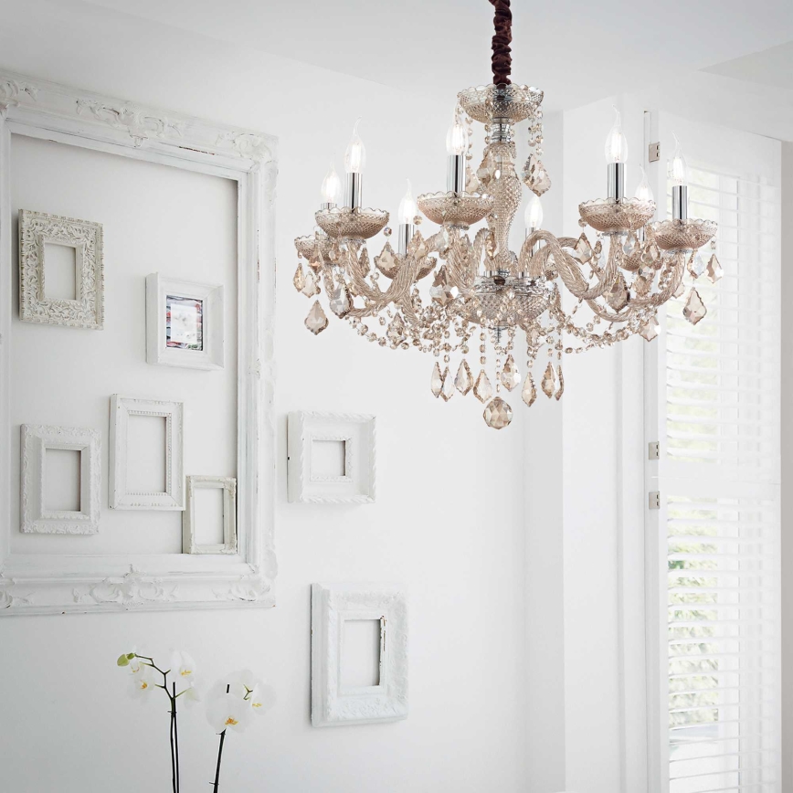 Ideal Lux - Кришталева люстра на ланцюгу ROSE 8xE14/40W/230V діаметр 78 см бежевий