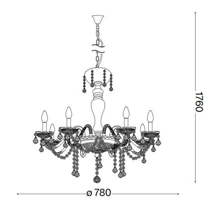 Ideal Lux - Кришталева люстра на ланцюгу ROSE 8xE14/40W/230V діаметр 78 см бежевий