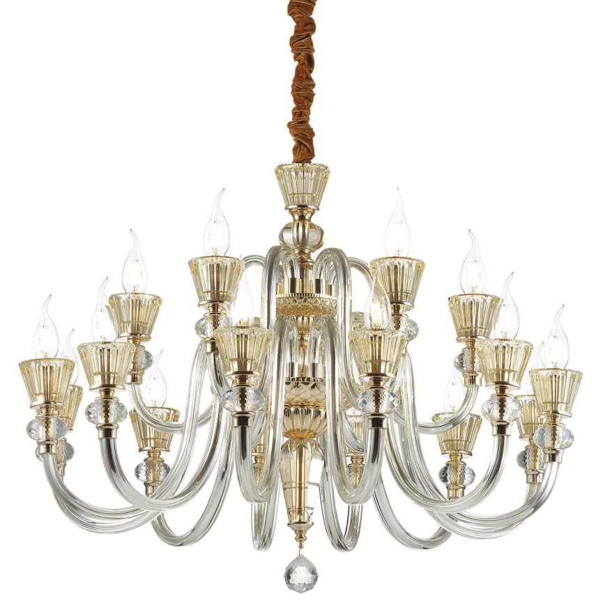 Ideal Lux - Кришталева люстра на ланцюгу STRAUSS 18xE14/40W/230V діаметр 85 см латунь