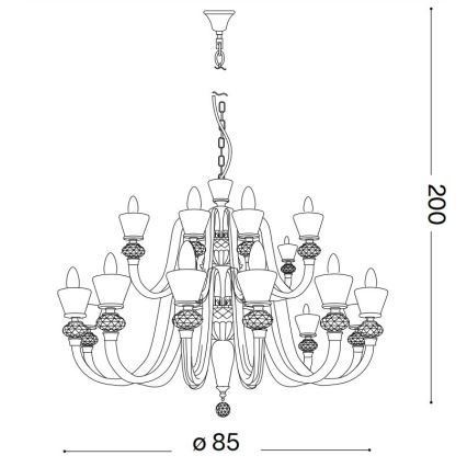 Ideal Lux - Кришталева люстра на ланцюгу STRAUSS 18xE14/40W/230V діаметр 85 см латунь