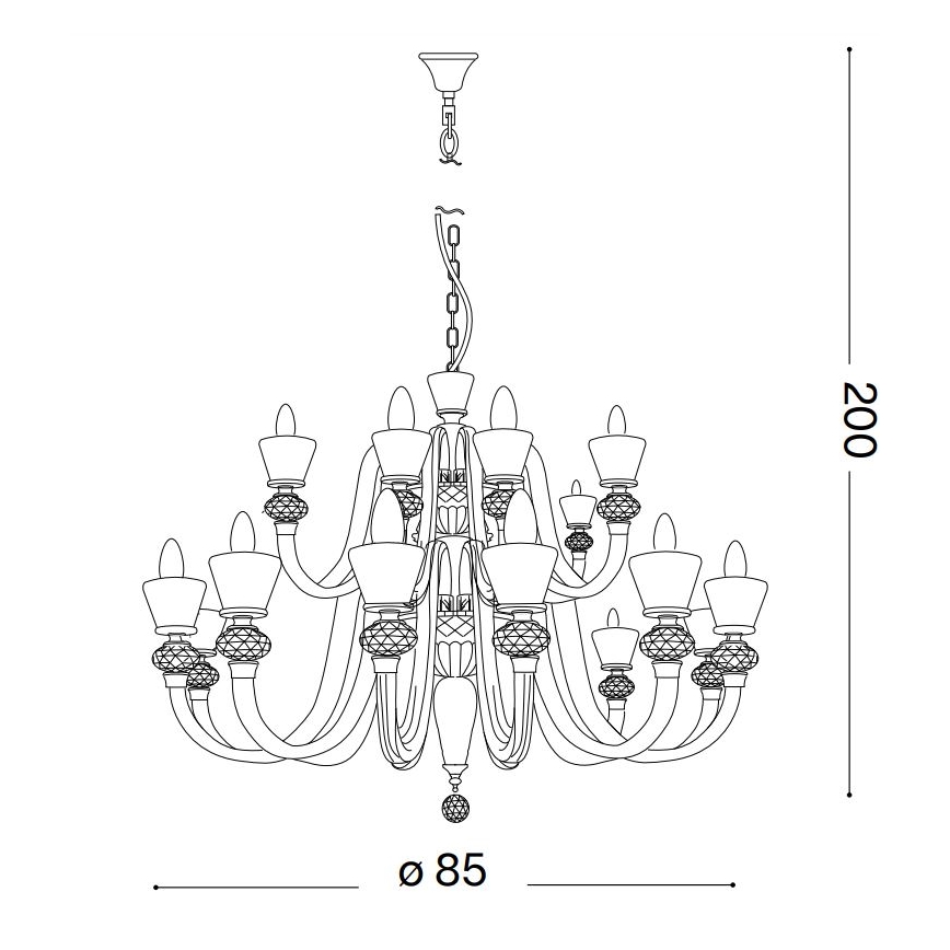 Ideal Lux - Кришталева люстра на ланцюгу STRAUSS 18xE14/40W/230V діаметр 85 см латунь