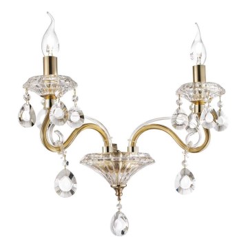 Ideal Lux - Кришталева настінна лампа NEGRESCO 2xE14/28W/230V золотий