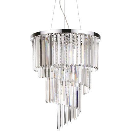 Ideal Lux - Кришталева підвісна люстра CARLTON 12xE14/40W/230V діаметр 50 см глянцевий хром