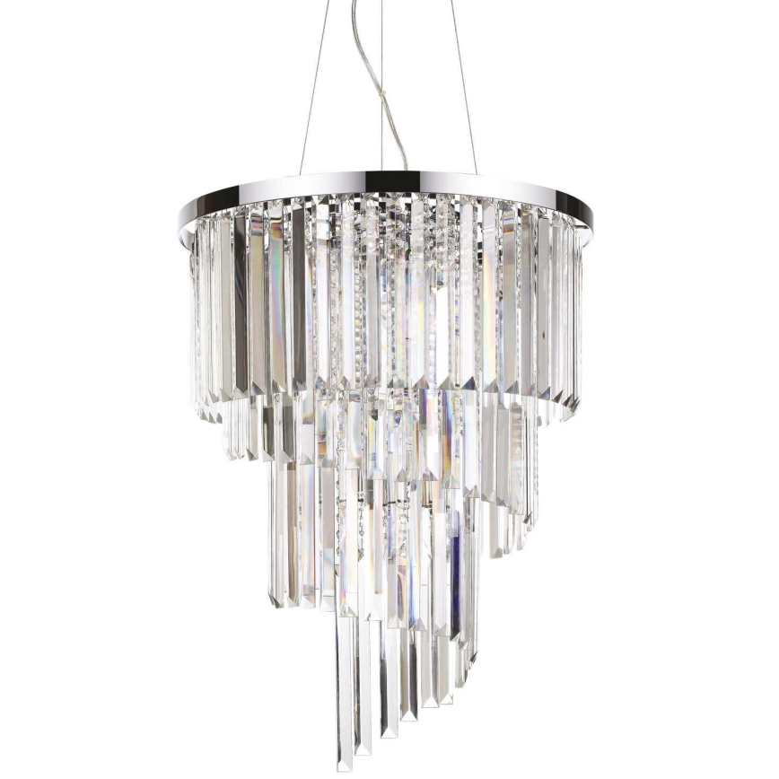 Ideal Lux - Кришталева підвісна люстра CARLTON 12xE14/40W/230V діаметр 50 см глянцевий хром