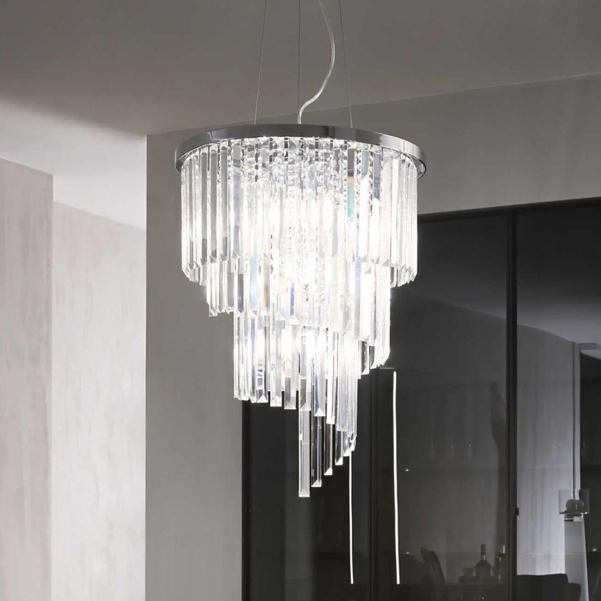 Ideal Lux - Кришталева підвісна люстра CARLTON 12xE14/40W/230V діаметр 50 см глянцевий хром