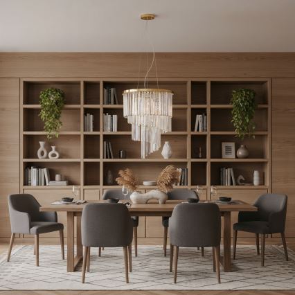 Ideal Lux - Кришталева підвісна люстра CARLTON 12xE14/40W/230V діаметр 50 см золотий