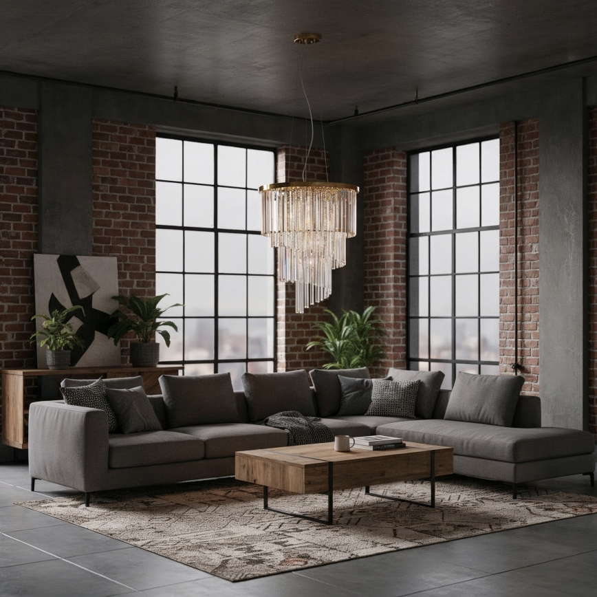 Ideal Lux - Кришталева підвісна люстра CARLTON 12xE14/40W/230V діаметр 50 см золотий