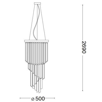 Ideal Lux - Кришталева підвісна люстра CARLTON 12xE14/40W/230V діаметр 50 см золотий