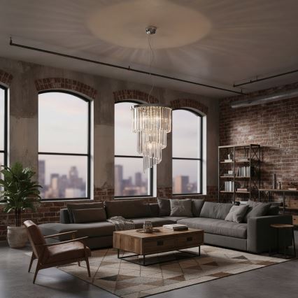 Ideal Lux - Кришталева підвісна люстра CARLTON 8xE14/40W/230V діаметр 40 см глянцевий хром