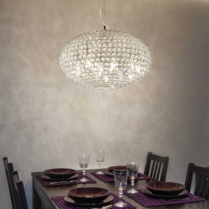 Ideal Lux - Кришталева підвісна люстра ORION 12xE14/40W/230V діаметр 60 см срібний