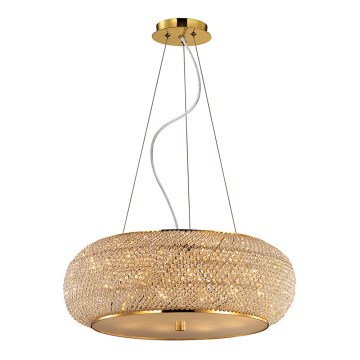 Ideal Lux - Кришталева підвісна люстра PASHA 10xE14/40W/230V діаметр 55 см золотий