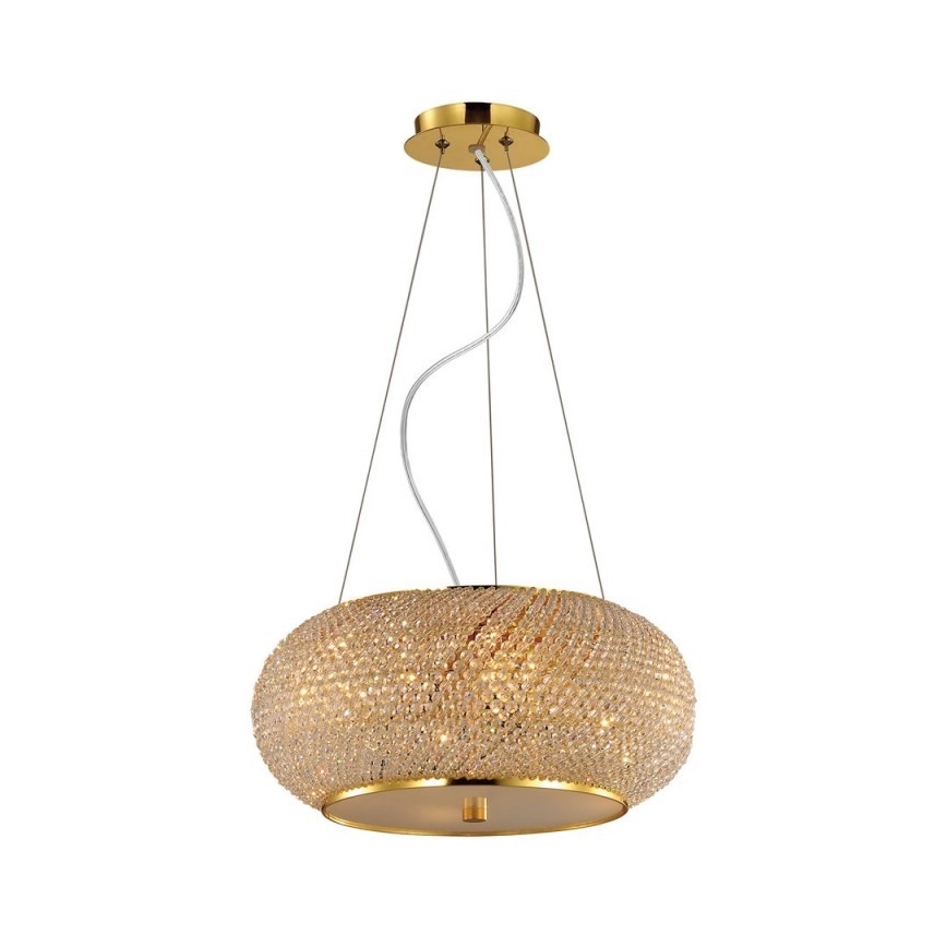 Ideal Lux - Кришталева підвісна люстра PASHA 10xE14/40W/230V діаметр 55 см золотий