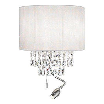 Ideal Lux - кришталевий LED настінний світильник OPERA 2xE14/40W/230V + LED/1W, білий