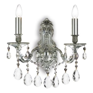 Ideal Lux - Кришталевий настінний світильник GIOCONDA 2xE14/40W/230V срібний