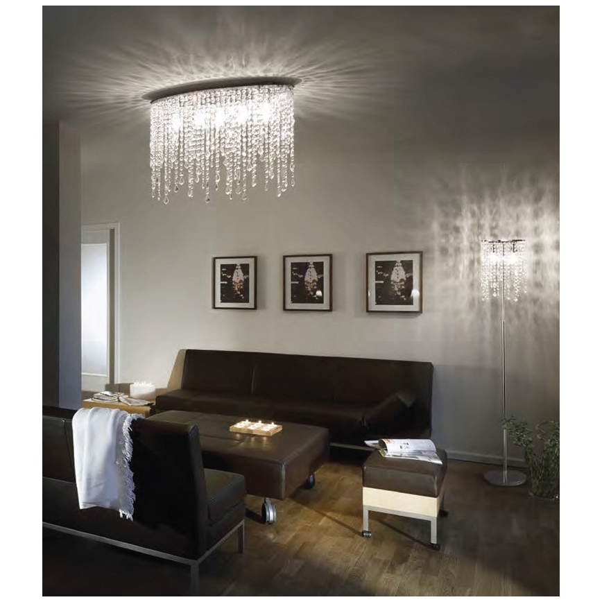 Ideal Lux - Кришталевий стельовий світильник RAIN 3xE14/40W/230V полірований хром