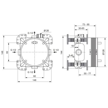 Ideal Standard A1000NU - Монтажний корпус для вбудованих змішувачів BUILT-IN, синій