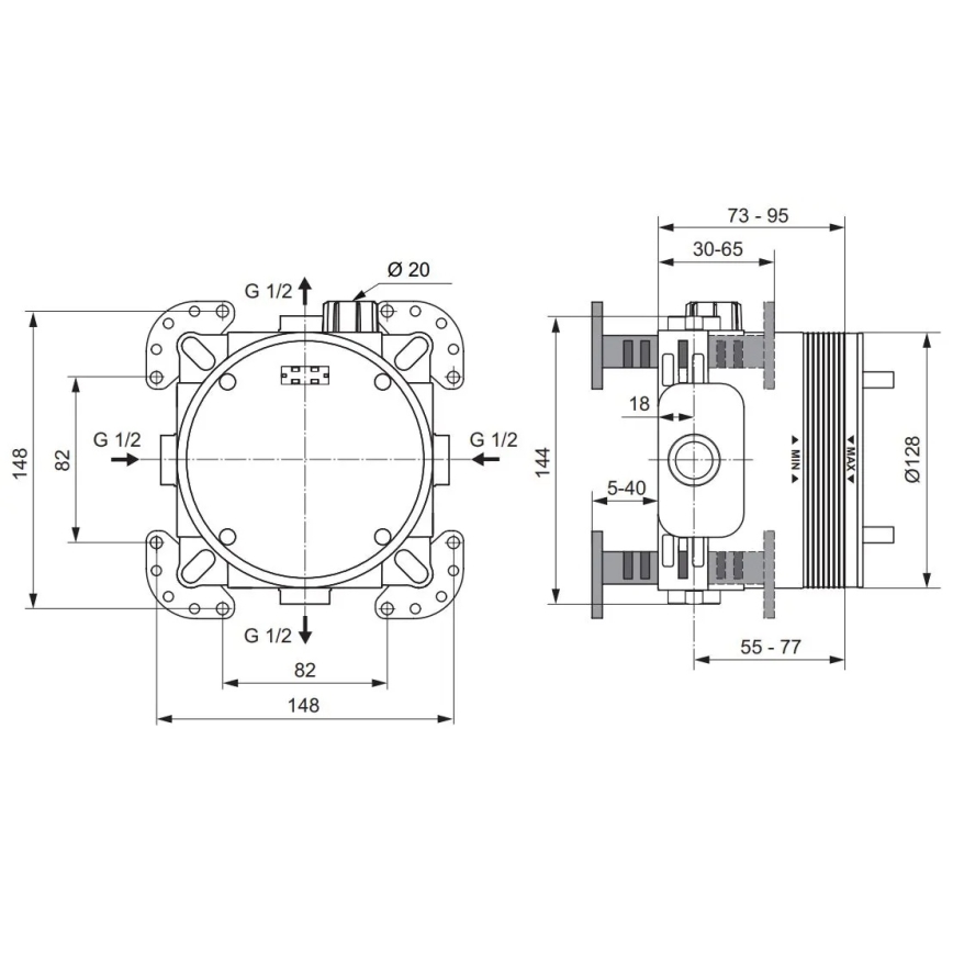 Ideal Standard A1000NU - Монтажний корпус для вбудованих змішувачів BUILT-IN, синій