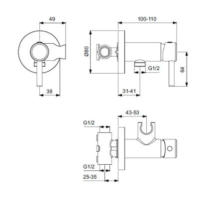 Ideal Standard A5809AA - Вбудований змішувач для біде IDEALSPRAY, глянцевий хром