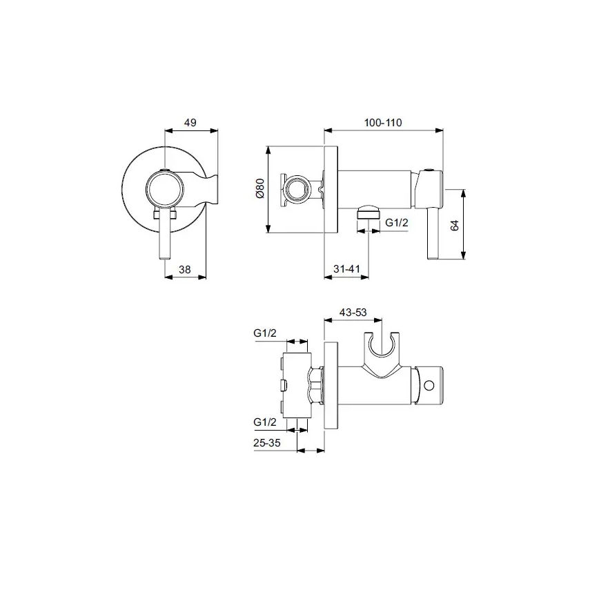 Ideal Standard A5809AA - Вбудований змішувач для біде IDEALSPRAY, глянцевий хром