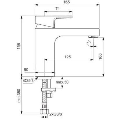 Ideal Standard A7105AA - Раковинный смеситель EDGE 15,6 см, полированный хром