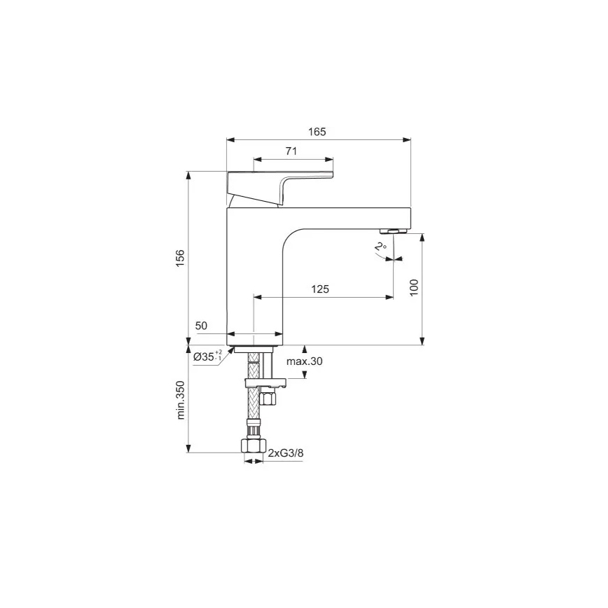 Ideal Standard A7105AA - Раковинный смеситель EDGE 15,6 см, полированный хром