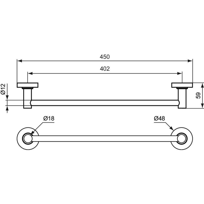 Ideal Standard A9117AA - Настінний вішак для рушників IOM 45 см блискучий хром