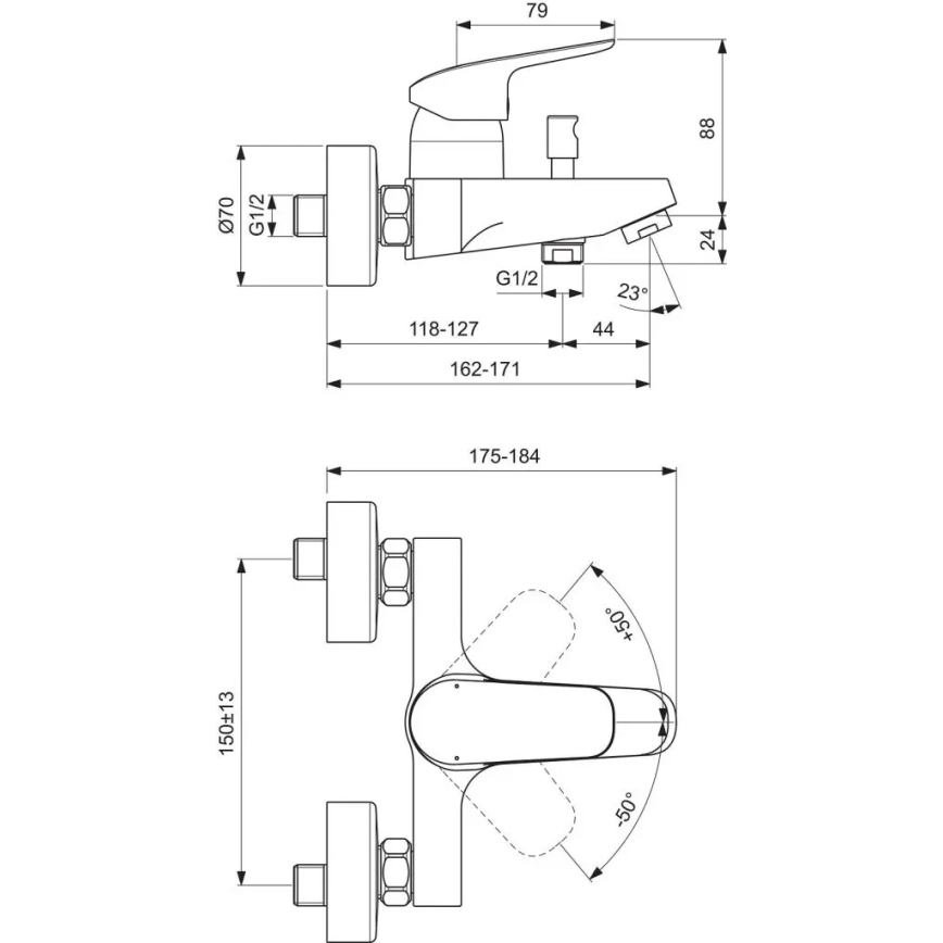 Ideal Standard B1721AA - смеситель для ванны CERAFLEX, полированный хром