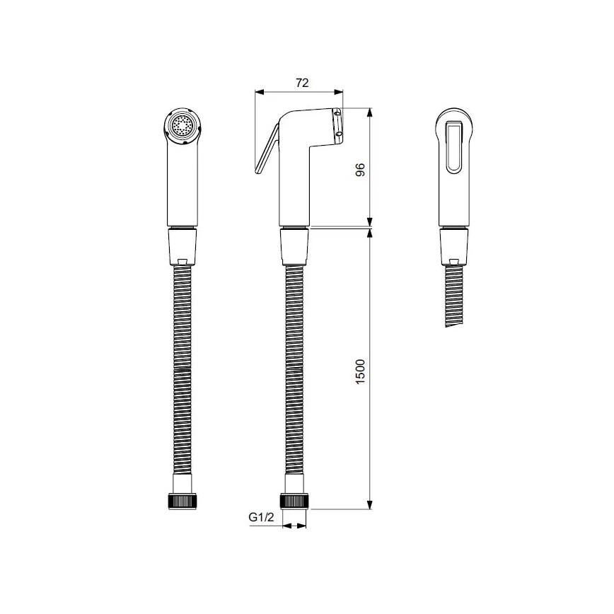 Ideal Standard BC180AA - Ручной биде-распылитель IDEALSPRAY 150 см полированный хром