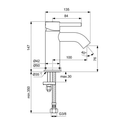 Ideal Standard BC268AA - Смеситель для раковины CERALINE 14,7 см, полированный хром