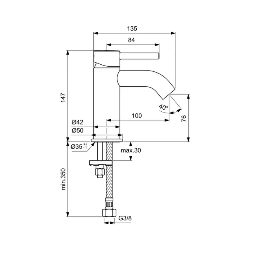 Ideal Standard BC268AA - Смеситель для раковины CERALINE 14,7 см, полированный хром
