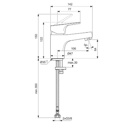 Ideal Standard BD391AA - Раковинний змішувач CERABA 12,2 см, блискучий хром