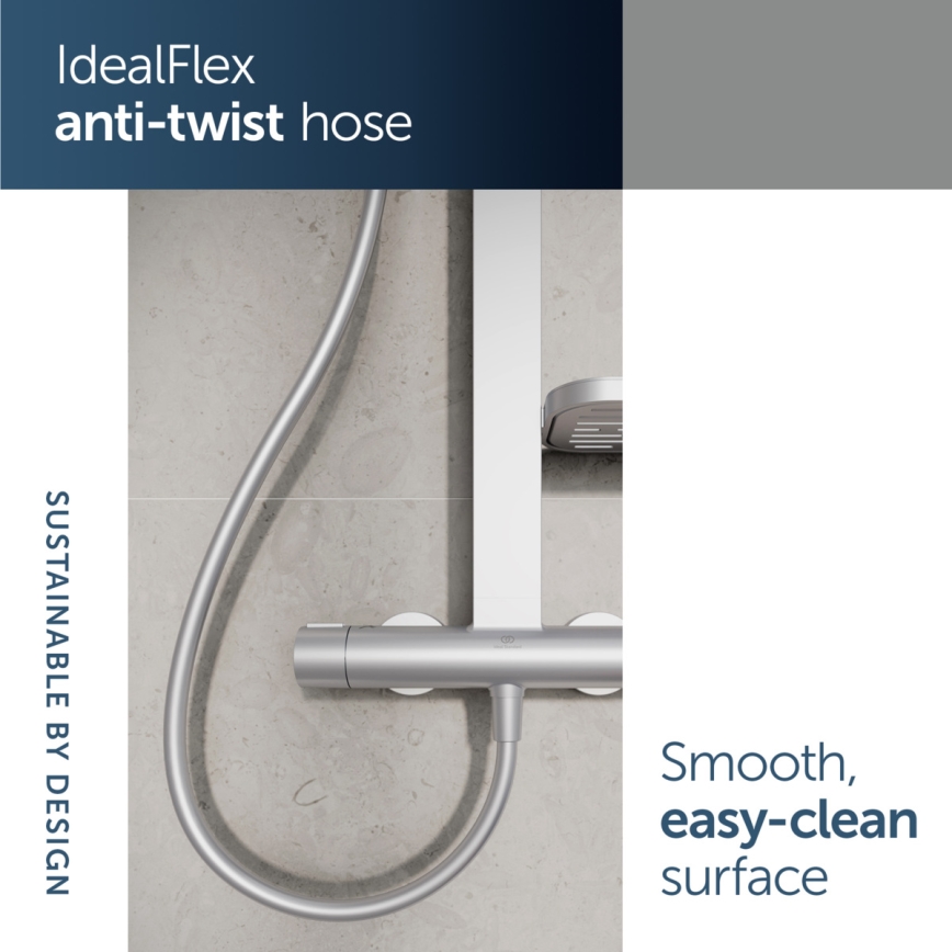 Ideal Standard BD583SI - Душевой комплект с термостатным смесителем CERATHERM ALU+, серебристый