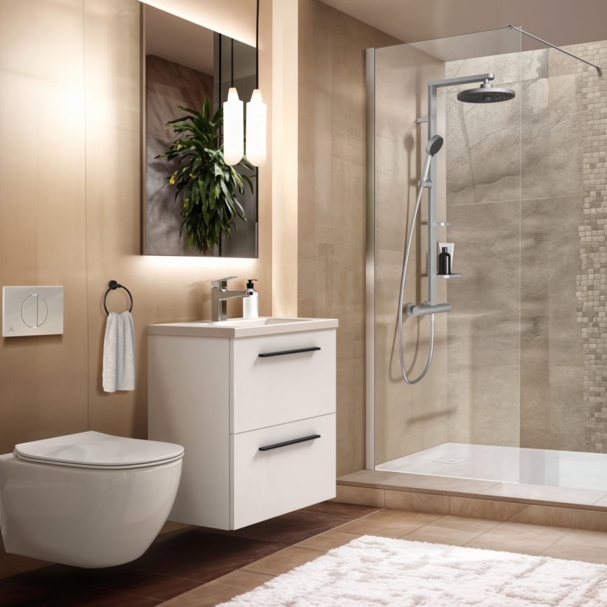 Ideal Standard BD583SI - душовий комплект з термостатним змішувачем CERATHERM ALU+ у матовому хромі