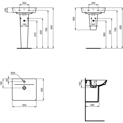Ideal Standard E030101 - Подвесной умывальник CONNECT AIR 50x45 см керамика/белый