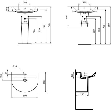 Ideal Standard E069401 - Подвесная раковина CONNECT AIR 60x46 см керамика/белая