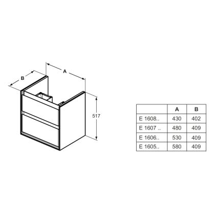 Ideal Standard E1606B2 - Тумба під умивальник CONNECT AIR 53x40,9cm біла