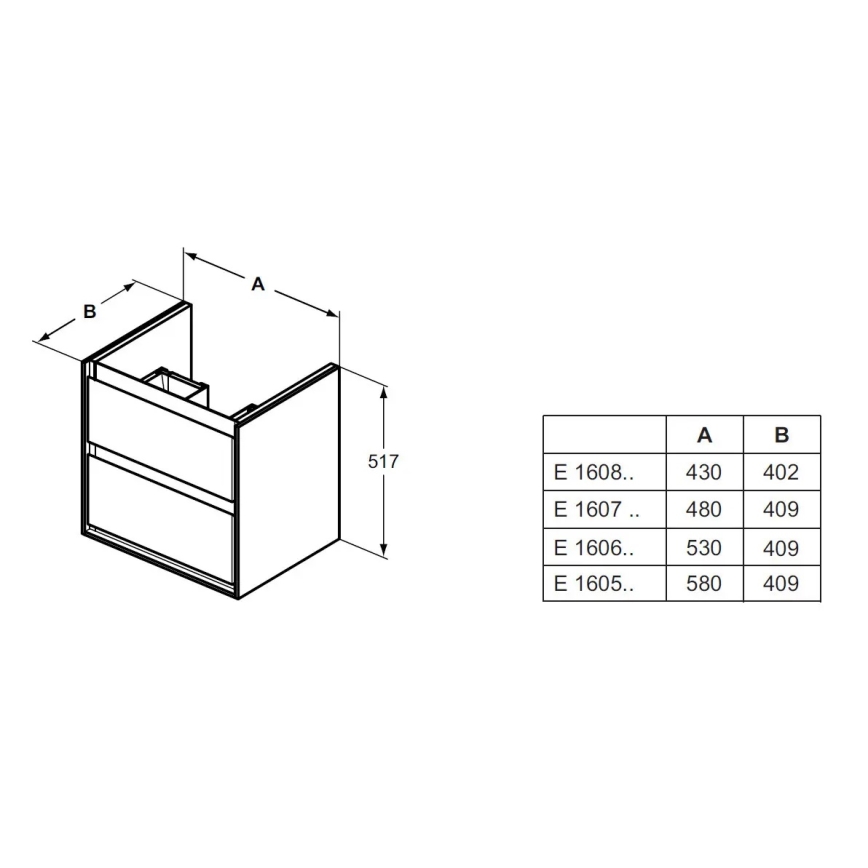 Ideal Standard E1606B2 - Тумба під умивальник CONNECT AIR 53x40,9cm біла