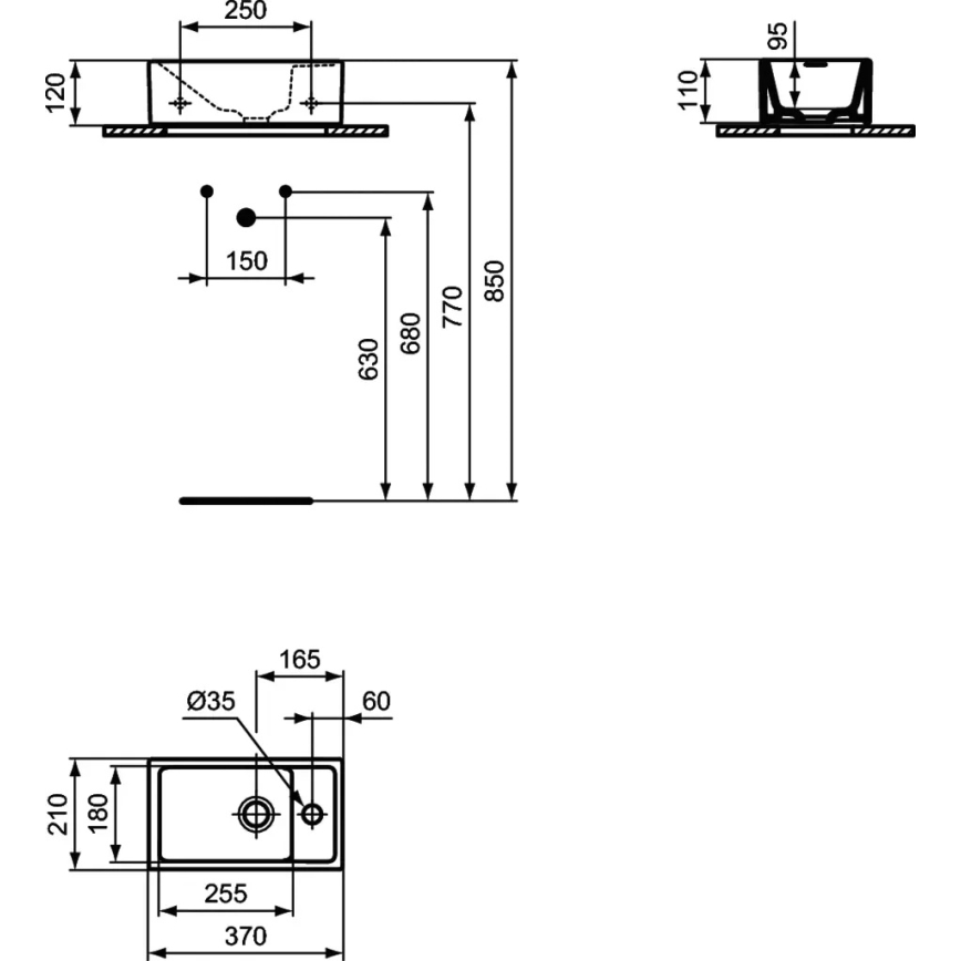 Ideal Standard E211201 - Підвісна раковина I.LIFE S 37x21 см кераміка/біла