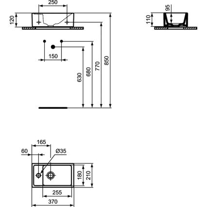 Ideal Standard E211301 - Подвесной умывальник I.LIFE S 37x21 см керамика/белый