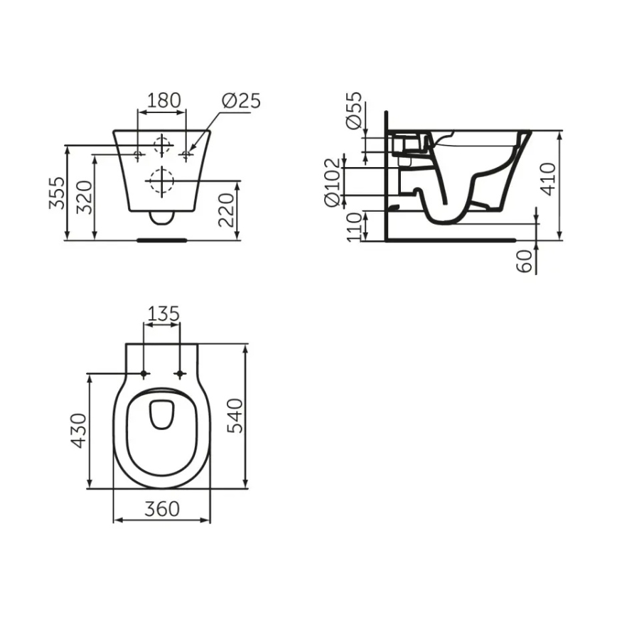 Ideal Standard E228801 - Подвесной безободковый унитаз CONNECT AIR керамика/белая
