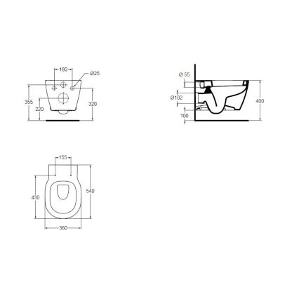 Ideal Standard E823201 - Подвесной унитаз CONNECT, керамика/белый